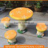 Garden/Kindergarten Furniture Set Fiberglass Mushroom Table Chairs thumbnail-2