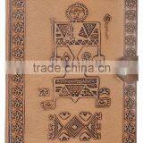 Handmade Vintage Tan Color Embossed Leather Diary With Button Closure thumbnail-1