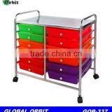 10 Tier Plastic Storage Drawer Cart, Beauty Salon Rolling Trolley Cart With Wheels thumbnail-4