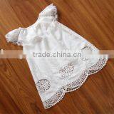 Embroidery Lace Ruffle Neck Long White Baby Girl Dress Gown Naming Ceremony Wedding Dress Children Frock Model HSR5905 thumbnail-4