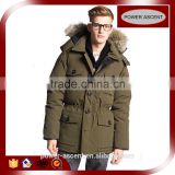 Wholesale Men's Army Green Goose Down Jacket with Fur Hood
