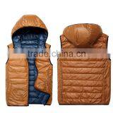 Popular Lightweight Fake Down Reversible Vest For Man With Hood thumbnail-4