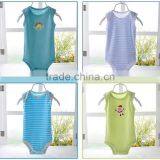 Stripe/applique Custom Made Infant Organic Cotton Smocked Infant Summer Romper for Boy Pattern/baby Romper Wholesale thumbnail-3