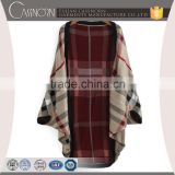 Trendy England Style Design Women Poncho With Classic Plaid thumbnail-1