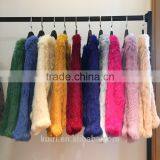 Luxury Knitted Rabbit Fur Coat Women Genuine Rabbit Fur Jacket Fur Waistcoat Colorful thumbnail-1