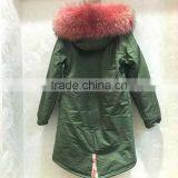 Myfur Long Parka Real Rabbit Fur Lining With Dyed Raccoon Fur Hood thumbnail-3