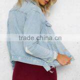 Runwaylover 143 New Style 2017 Ladies Fashion Washed Hole Denim Jacket thumbnail-2