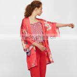 VARIOUS COLORS Floral Print Ladies Elegant Long Sleeve Kimono thumbnail-2