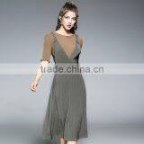 Dresses In Casual Dresses Deep V-Neck Strapless High-waisted Accordion Pleated Skit Two Pieces Dresses thumbnail-1