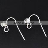 Earwire, With Loop Clear Rhinestone, Copper, Silver Plated, 18x10mm. 5 Pairs thumbnail-1