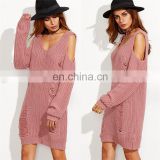 New style deep V-neck women sweater cold sleeves sweater for ladies KMY1058