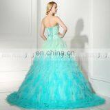 Gorgeous Strapless Sleeveless Lace-Up Organza Ruffles Gradient Color Ball Gown Prom Dresses SD362 thumbnail-5