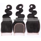 Cheap 7A Remy Indian human hair free part closure free part/middle part/three way part silk base swiss lace closure