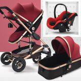 Luxury High Landscape Safe Baby Stroller 3 in 1 Aluminum Alloy Frame Cotton Canopy Stroller Baby Pram