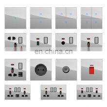 EU/UKl Standard 45A Wall Button Switch 86mm*86mm Tempered Glass Panel Socket And Switch Electrical With LED Light thumbnail-3
