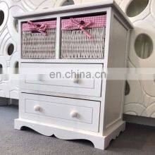 White Chest Drawers Storage Unit Wicker Baskets Pink Girls Furniture Shabby Chic thumbnail-1