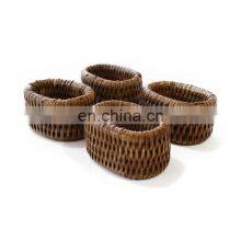 Rattan Napkin Ring Mid Century Modern 60s Set Tableware Set Napkin Holder Rings Wovenmade in Vietnam thumbnail-1