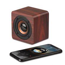 Mini Bamboo Wooden Speaker Square Wireless Rechargeable bt Bluetooth Speaker Smart Phone Compatible Stereo Speaker thumbnail-2