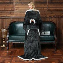 Hooded Wearable Flannel Sherpa Blanket