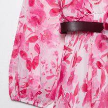 Spring and Summer New European and American Style Women's Fashionable Temperament Long Sleeved Dress With Belt and Printed Dress thumbnail-3