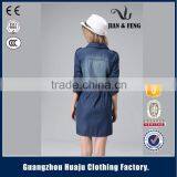 Wholesale Fashion Girl New Model Woman Summer Blue Denim Dress for Ladies thumbnail-6