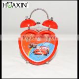 mini metal wrought heart shape twin bell decorative desk-top time clock for boys