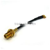 SMA female bulkhead to MMCX male right angle R/A with LMR100 cable, cable assembly, pigtail, jumper cable