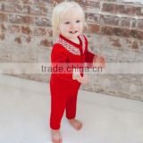 DB402 dave bella autumn cotton infant clothes baby one-piece knit baby girl romper jumpsuit christmas clothes
