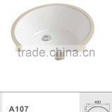 CUPC certificate 18 inch white shiny glaze oval Undercounter basin Oval basin A107