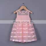 Summer Newest 2015 Infant Dress Pink Striped Sleeveless Cotton For Girl Dress Kids Clothes 2-6 Years Hot Sale GD50112-8