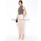 High quality baby pink formal straight leg lady pants