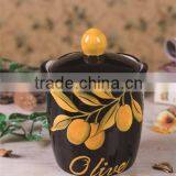 Decorative Ceramic Kitchen Spice Bottle Jar With Yellow Olive Handpaint thumbnail-1
