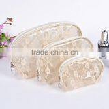 Ivory Elegant Lace Clear Pvc Cosmetic Bags (FLY-EL0116) thumbnail-1