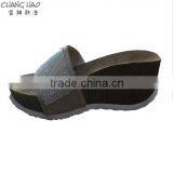 2016 New Style Women Cork Slipper Silver Paillette Wedges Fashion Cork Slipper