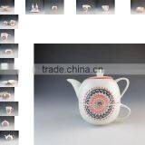2015 New AB Grade Factory 2 Pcs Ceramic Teapot With Cup Set Embossing Microwave Safe thumbnail-1