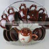 Stock Glazed Coffee Set With Iron Shelf thumbnail-1
