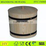 FSC China Supply Unfinished Pine Wood Rice Bucket With Lid thumbnail-1