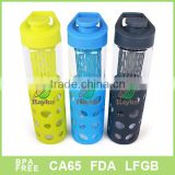 Glass tumbler infusor bottle with silicone sleeve,infusor bottle