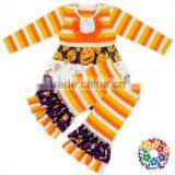 Organ Kids Wholesale Winter Clothes Pumpkin Girls Ruffle Outfits Cotton Stripe Baby Girl Clothing Set thumbnail-6