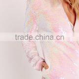 Hot Sale Guangzhou Women Clothes Ladies Sequins Bomber Jacket thumbnail-3