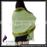CX-B-P-48B 2016 Ladies Latest Rex Rabbit Fur Trim Shawls and Scarves Pashmina thumbnail-2