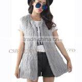 CX-G-B-184 New Fashion Knitted Women Grey Rabbit Fur Alpaca Fur Vest thumbnail-1
