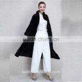 Europe Style Plus Size Woman Mink Fur Black Long Coat Luxurious Ladies Outdoor Overcoat thumbnail-2