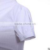 2017 Korean Design Pure Color Short Sleeve Polyester & Cotton Mix Ladies Tops Fashion Women Blouse thumbnail-3