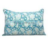 Floral Canvas Deep Sea Hand Block Printed Pillow Cover thumbnail-2