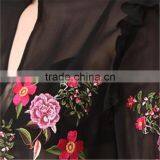 2017 OEM Peony Embroidered Silk-chiffon Button Keyhole Ruffle Blouse thumbnail-5