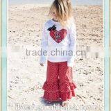 2017 Girls Valentines Day Bouyique Clothing Girls Valentine Day Outfit With Personalized Heart Shirt & Double Ruffle Pants Sets thumbnail-1