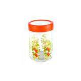 Three Orange Glass Jars Set With thumbnail-3