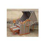 Hand-Woven Wooden Roofed Wicker Beach Chair & Strandkorb For Outdoor Pool