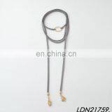 Layered Gray Knot Suede Wrap Necklace Gold Circle Pendant Bohemian Choker Necklace Jewelry thumbnail-4